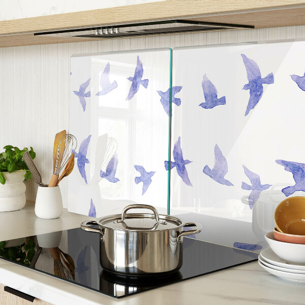 Snijplanken van glas Vogels in verschillende tinten blauw