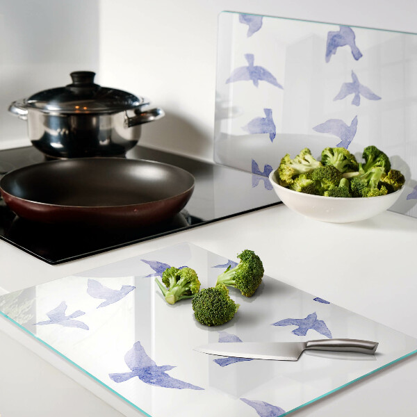 Snijplanken van glas Vogels in verschillende tinten blauw