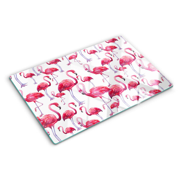 Snijplanken glas Flamingo's op een witte achtergrond