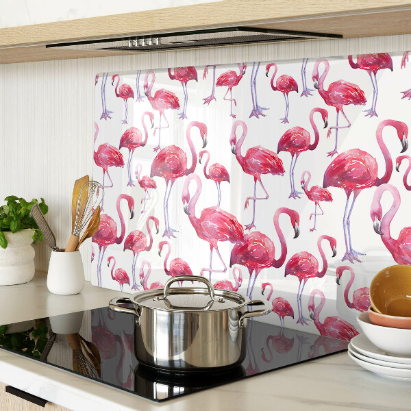 Snijplanken glas Flamingo's op een witte achtergrond