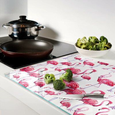 Snijplanken glas Flamingo's op een witte achtergrond