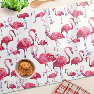Snijplanken glas Flamingo's op een witte achtergrond