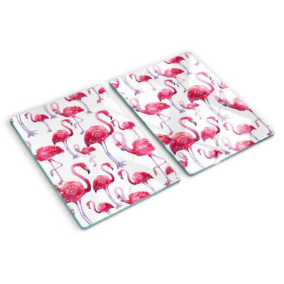 Snijplanken glas Flamingo's op een witte achtergrond