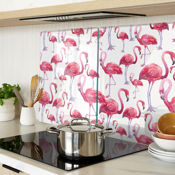 Snijplanken glas Flamingo's op een witte achtergrond