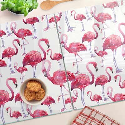 Snijplanken glas Flamingo's op een witte achtergrond