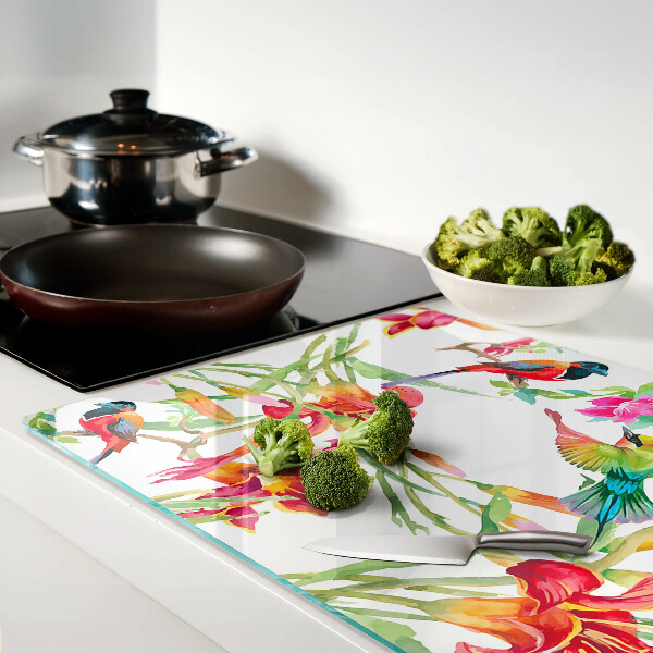 Glazen snijplanken Bloemen en exotische vogels