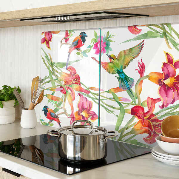 Glazen snijplanken Bloemen en exotische vogels