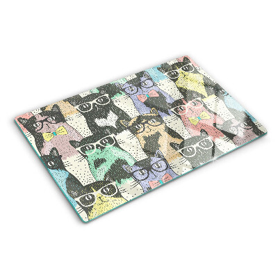 Snijplanken glas Katten met een bril