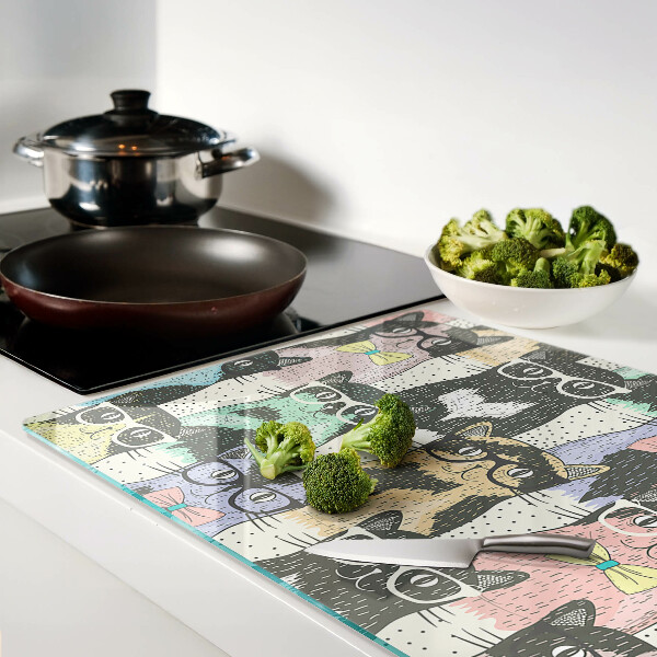 Snijplanken glas Katten met een bril