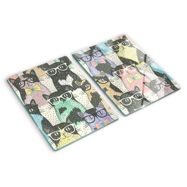 Snijplanken glas Katten met een bril