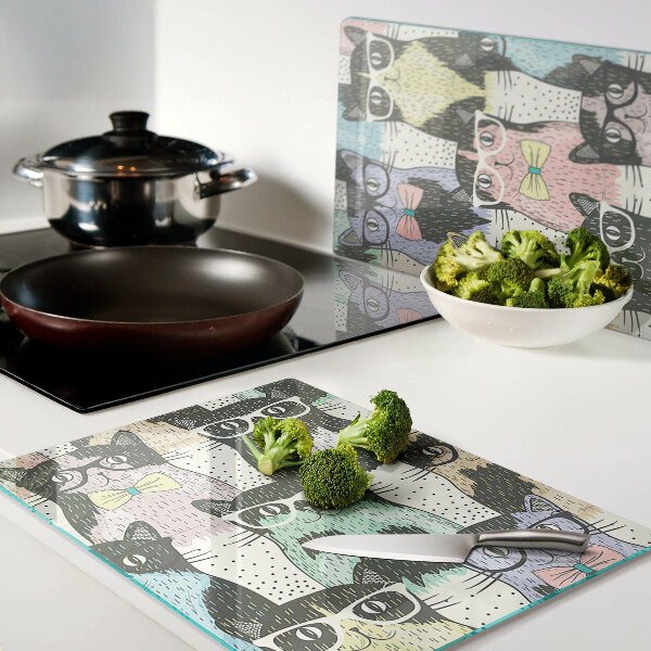 Snijplanken glas Katten met een bril