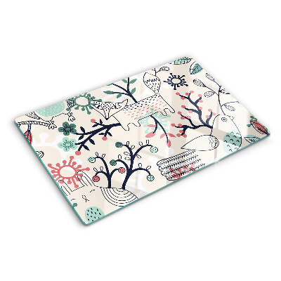 Glazen snijplanken Motief van bosfauna en -flora