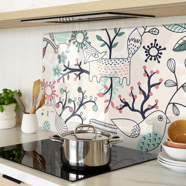 Glazen snijplanken Motief van bosfauna en -flora