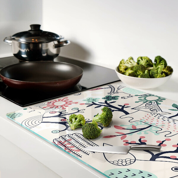 Glazen snijplanken Motief van bosfauna en -flora