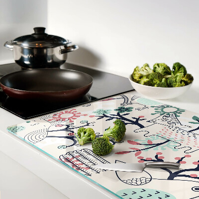 Glazen snijplanken Motief van bosfauna en -flora