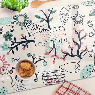 Glazen snijplanken Motief van bosfauna en -flora