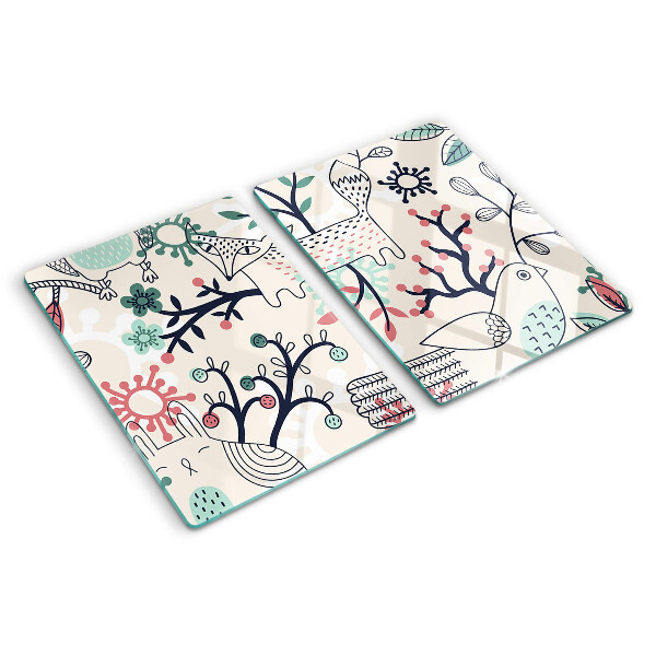 Glazen snijplanken Motief van bosfauna en -flora