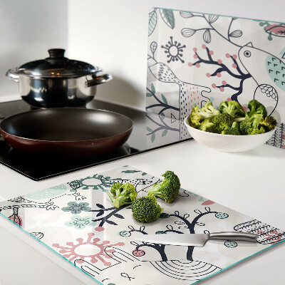 Glazen snijplanken Motief van bosfauna en -flora