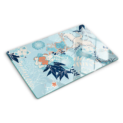 Snijplanken van glas Bloemen en vogels in oosterse stijl