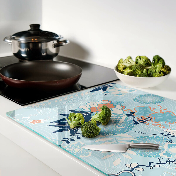 Snijplanken van glas Bloemen en vogels in oosterse stijl