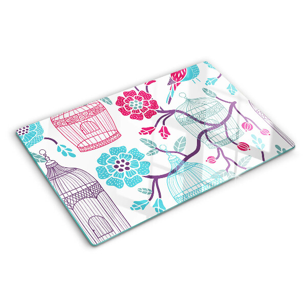 Snijplanken glas Vogel- en bloemenkooien