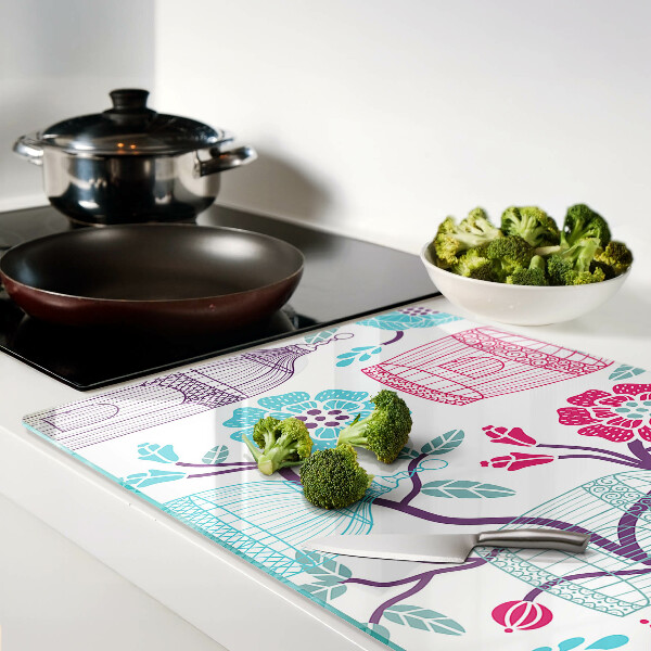 Snijplanken glas Vogel- en bloemenkooien