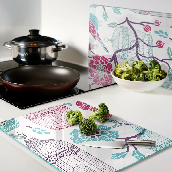 Snijplanken glas Vogel- en bloemenkooien