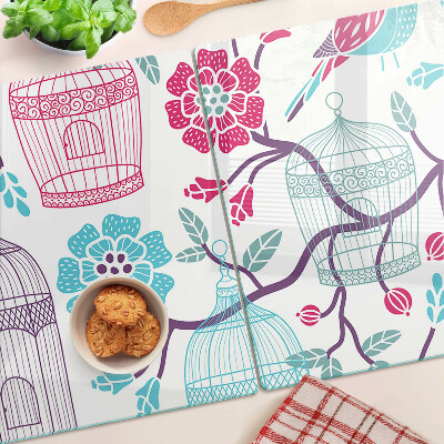 Snijplanken glas Vogel- en bloemenkooien