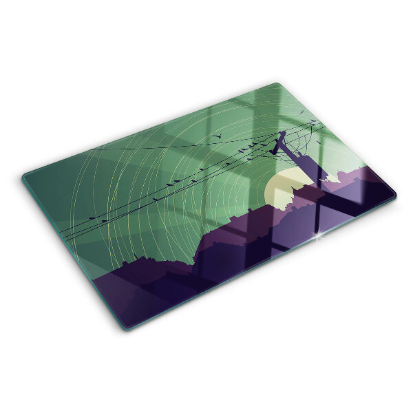 Snijplanken van glas Vogels op elektriciteitsdraden