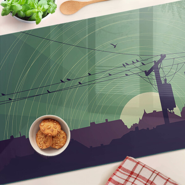 Snijplanken van glas Vogels op elektriciteitsdraden