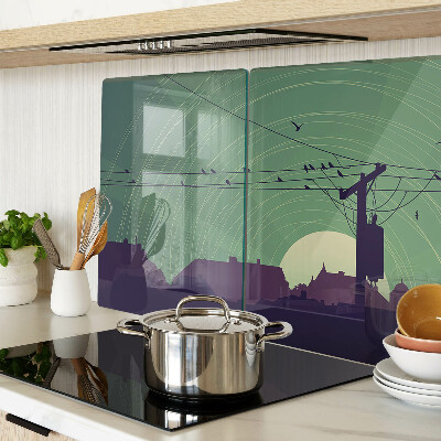 Snijplanken van glas Vogels op elektriciteitsdraden