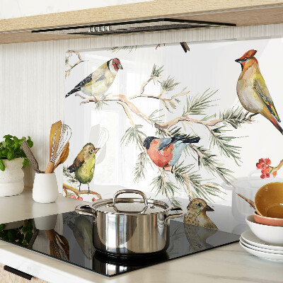 Glazen snijplanken Vogels op takken met vruchten