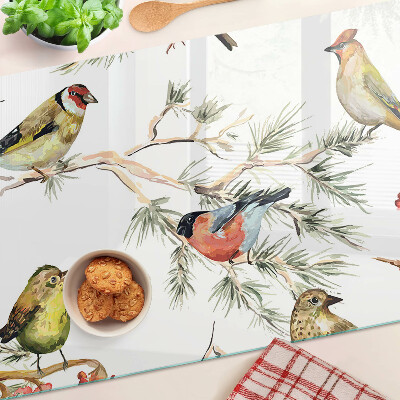 Glazen snijplanken Vogels op takken met vruchten