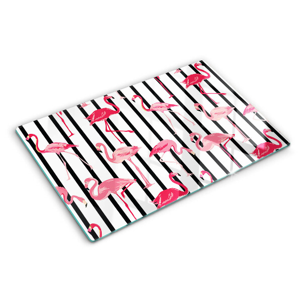 Snijplanken van glas Flamingo's op strepen
