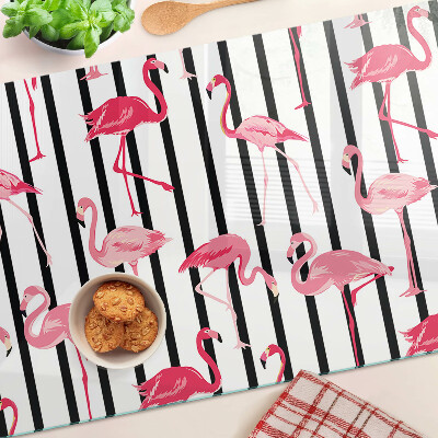 Snijplanken van glas Flamingo's op strepen