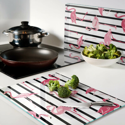 Snijplanken van glas Flamingo's op strepen