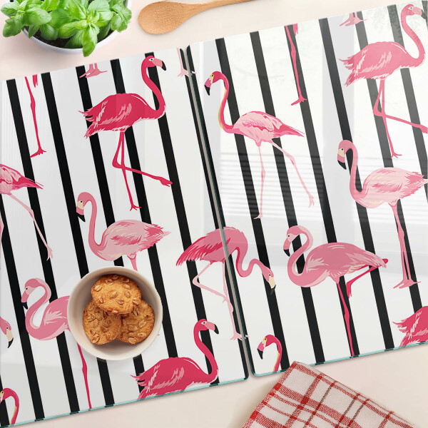 Snijplanken van glas Flamingo's op strepen
