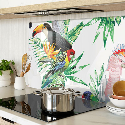 Snijplanken glas Tropische vogels en bladeren