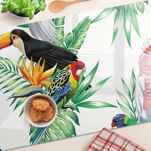 Snijplanken glas Tropische vogels en bladeren