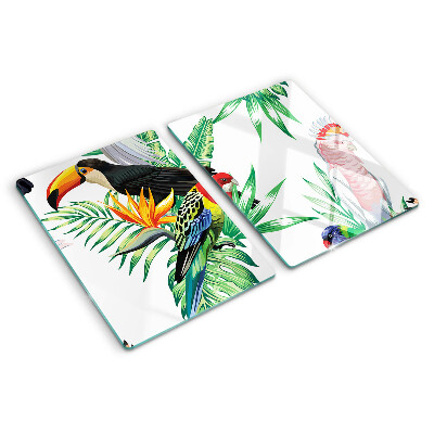 Snijplanken glas Tropische vogels en bladeren