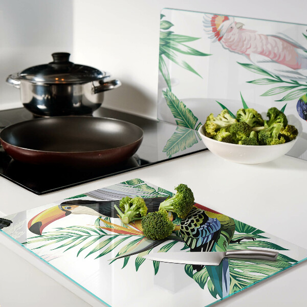 Snijplanken glas Tropische vogels en bladeren