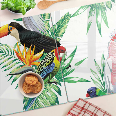 Snijplanken glas Tropische vogels en bladeren