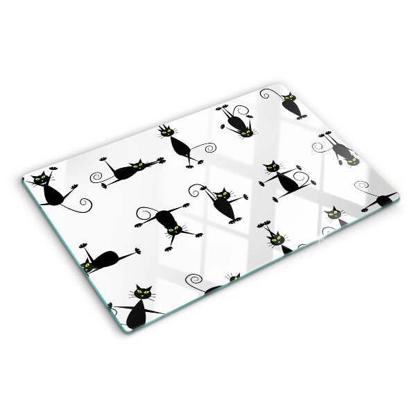 Glazen snijplanken Zwarte katten met groene ogen