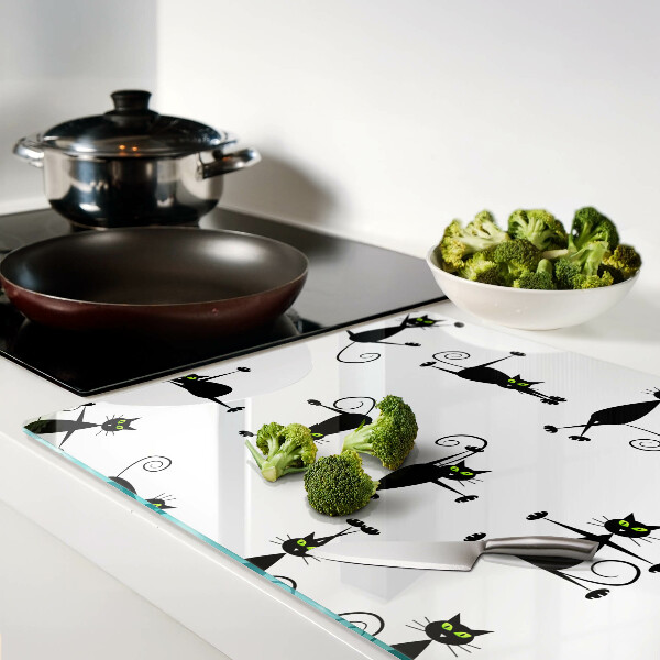 Glazen snijplanken Zwarte katten met groene ogen