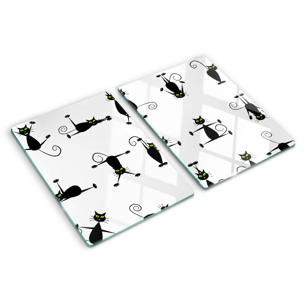 Glazen snijplanken Zwarte katten met groene ogen