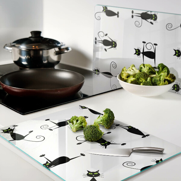 Glazen snijplanken Zwarte katten met groene ogen