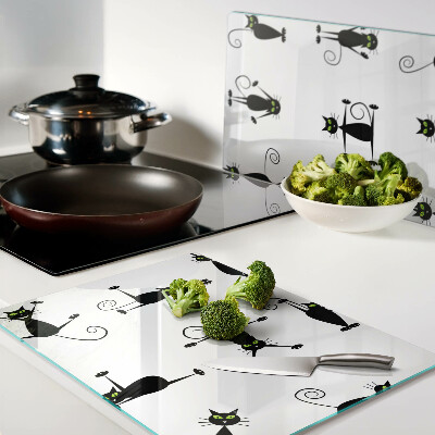 Glazen snijplanken Zwarte katten met groene ogen