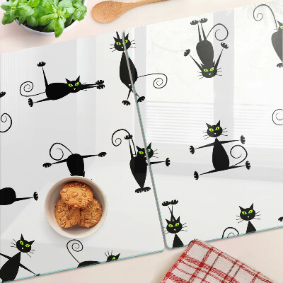 Glazen snijplanken Zwarte katten met groene ogen