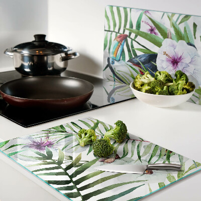 Snijplanken van glas Tropisch motief met vogels en planten