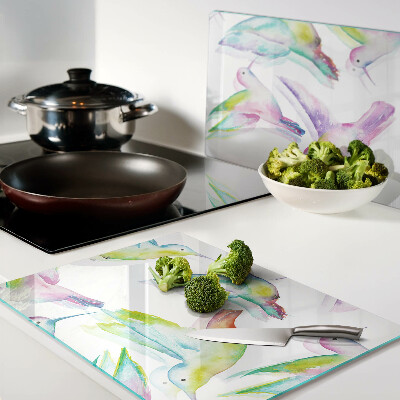 Glazen snijplanken Kolibries in aquarelstijl